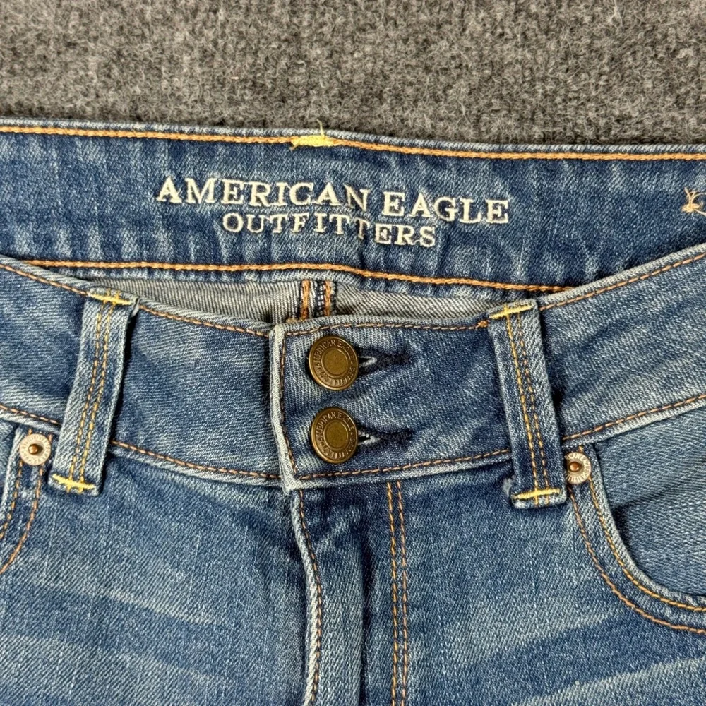 American Eagle Artist Crop Stretch Jeans 10 Medium Wash Mid Rise Cropped Womens